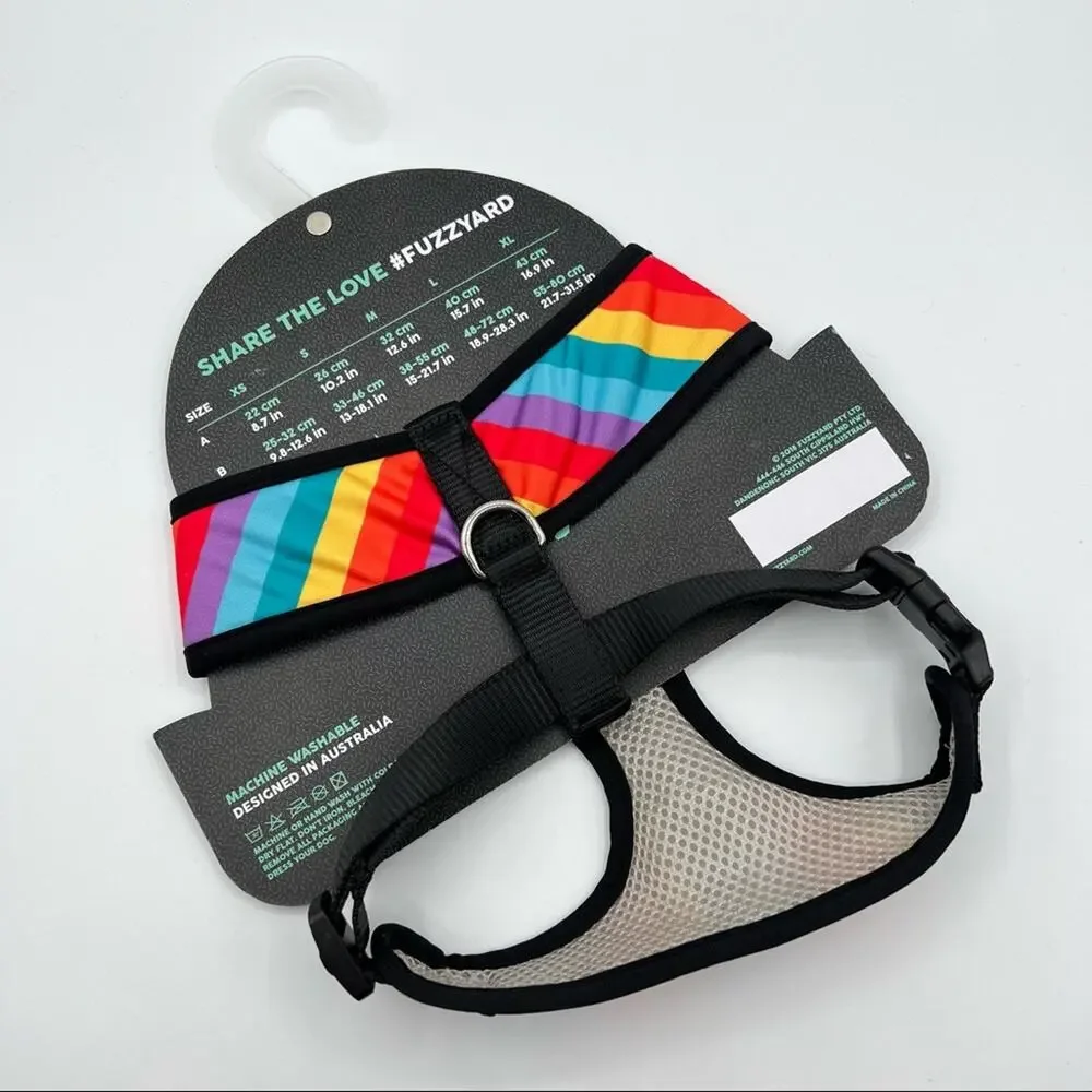 Fuzz Yard Rainbow Striped Print Dog Harness Dog’s Size Large